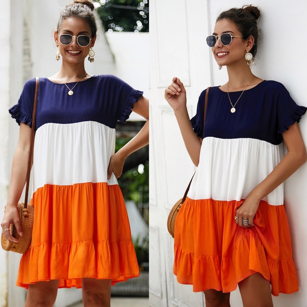 RILEY Color Block Ruffle Hem Dress - Picture 3 of 3